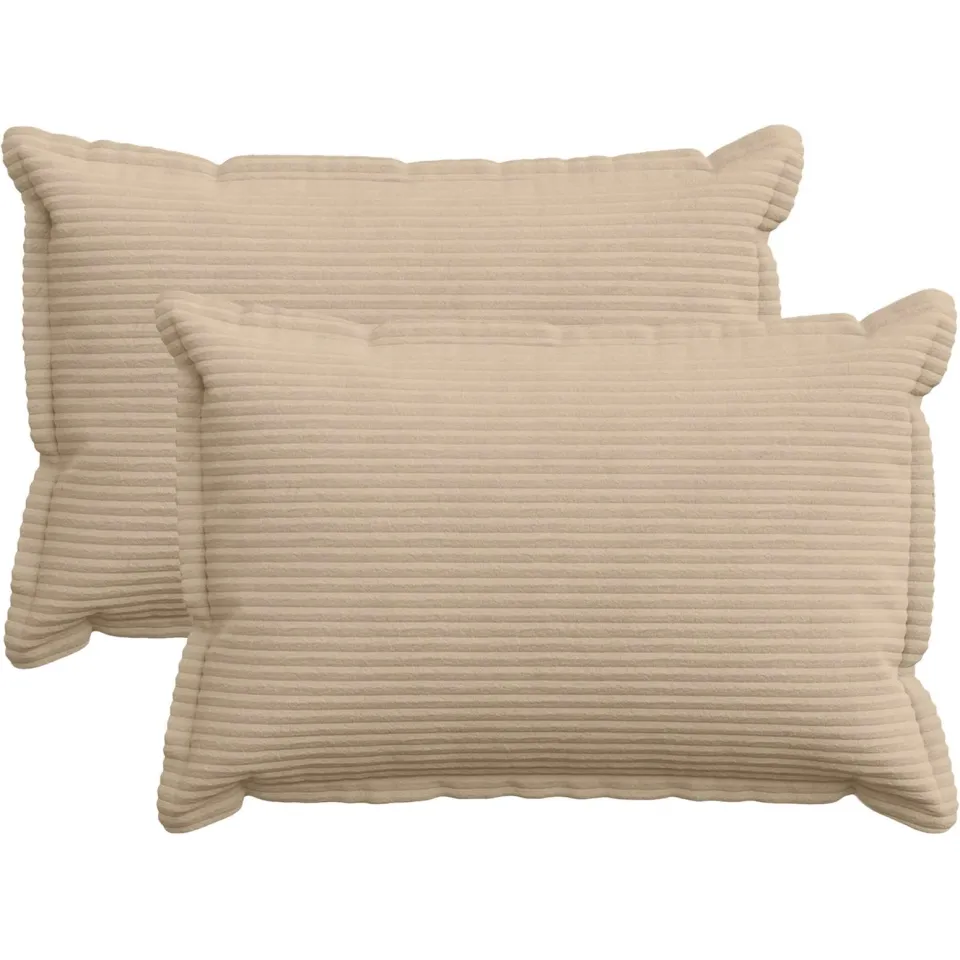 vidaXL Kussensloop 2 st HOUTEN Taupe 30 x 50 cm corduroy, foto 3