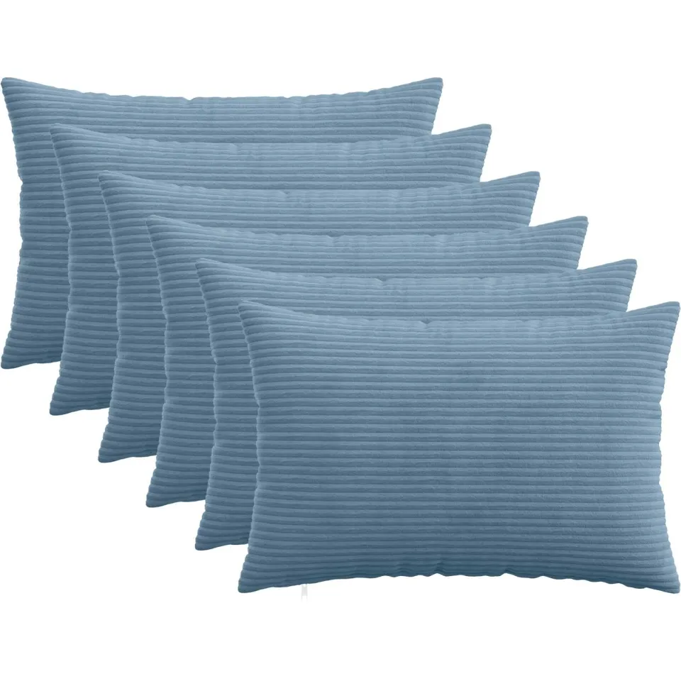 vidaXL Kussensloop 6 st HEERLEN Blauw 50 x 80 cm corduroy, foto 3