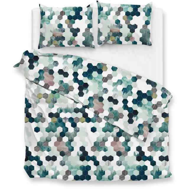Zohome Microvezel Dekbedovertrek Esagono - Green - Abstract - 100% Microvezel - Dekbedovertrek Esagona Green