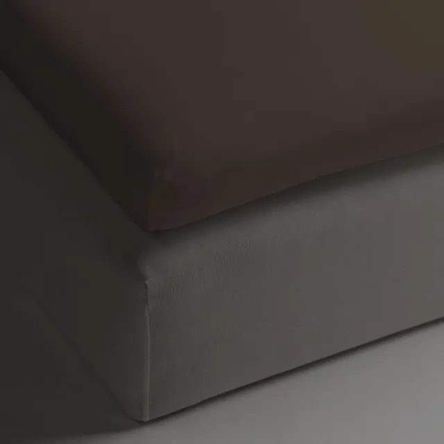 Heckettlane HnL Living - Hoeslaken - Topper - Katoen Perkal - 90 x 200 cm - Bruin donkerbruin