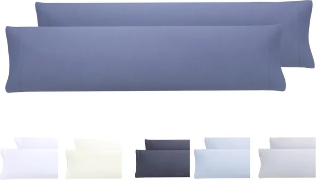Famanu Set van 2 kussenslopen, extra zachte microvezel, hypoallergeen, 150 x 40 cm, grijs-blauw
