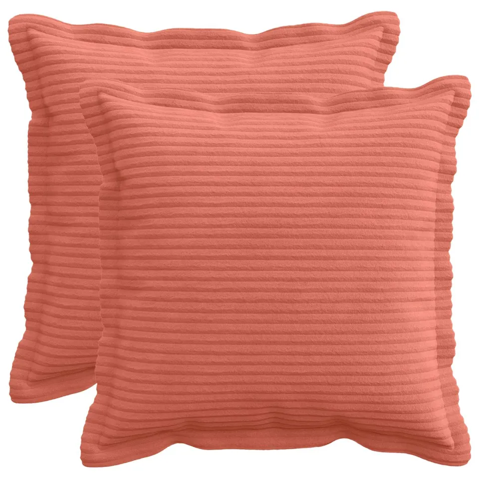 vidaXL Kussensloop 2 st HOUTEN Rood-oranje 50 x 50 cm corduroy, foto 3