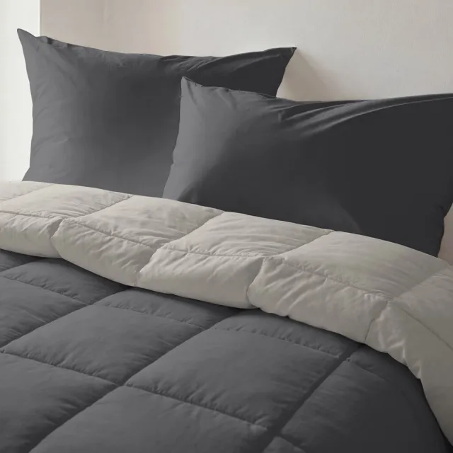 BYRKLUND Dekbed zonder overtrek Wash & Rest - 140x200 - 100% Polyester - Zand / Antraciet