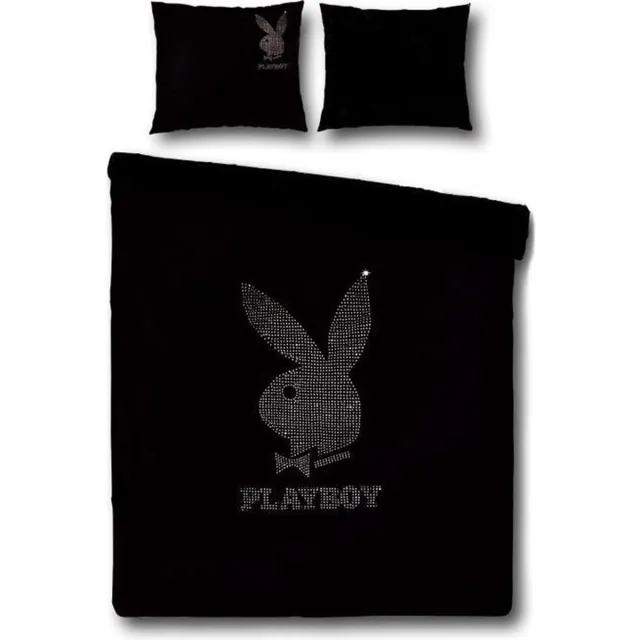 Playboy Strass Silver Dekbedovertrek - Litsjumeaux - 240x200/220 cm - Black Zwart