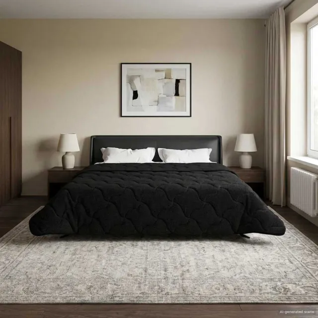 vidaXL Zomer Dekbed 200 x 200 cm Zomer Zwart Ademend