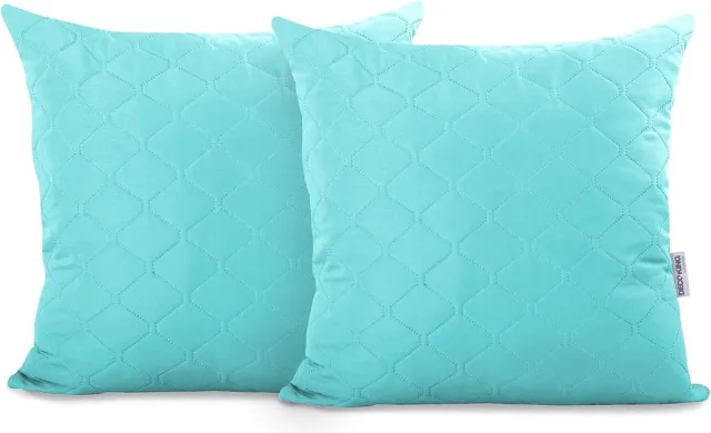 Deco King 2 kussenslopen, 40 x 40 cm, turquoise, microvezel, hotelsluiting, 2 stuks blauw