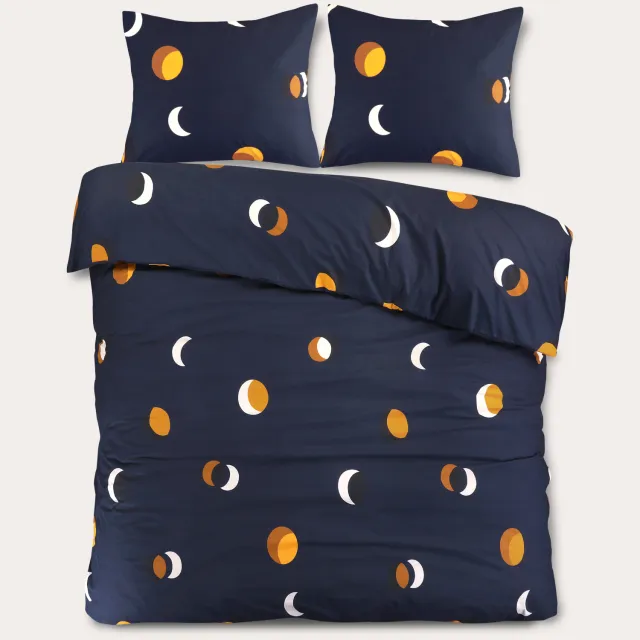 NOUS Living Sun and Moon katoenen dekbedovertrek donkerblauw