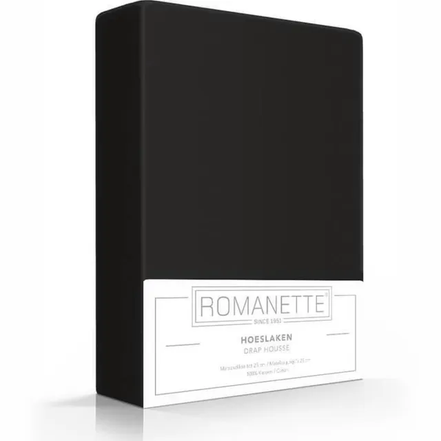 Romanette Luxe Verkoelend Hoeslaken - Katoen - 120x200 cm - Zwart