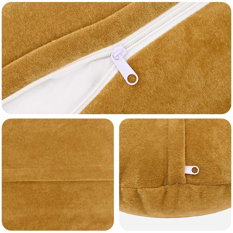 vidaXL Kussensloop 2 st HEERLEN Geel Dia. 60 cm Microfiber Fleece, foto 4