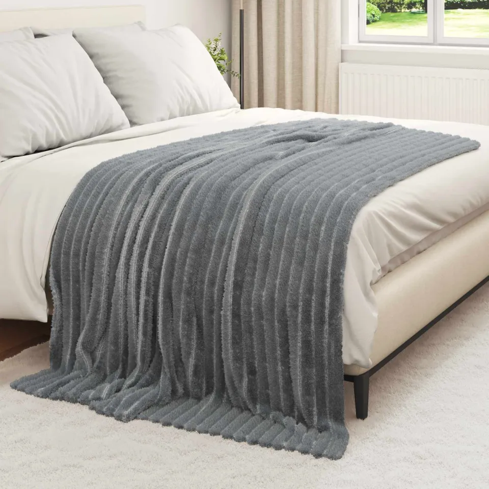 vidaXL plaid Donkergrijs 200 x 150 cm 0,8 kg Fleece, foto 3