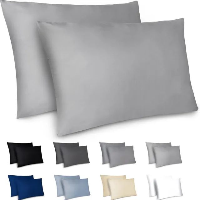 Azalia Set van 2 Kussenslopen 40 x 70 cm Grijs met Rits - Zachte Microvezel