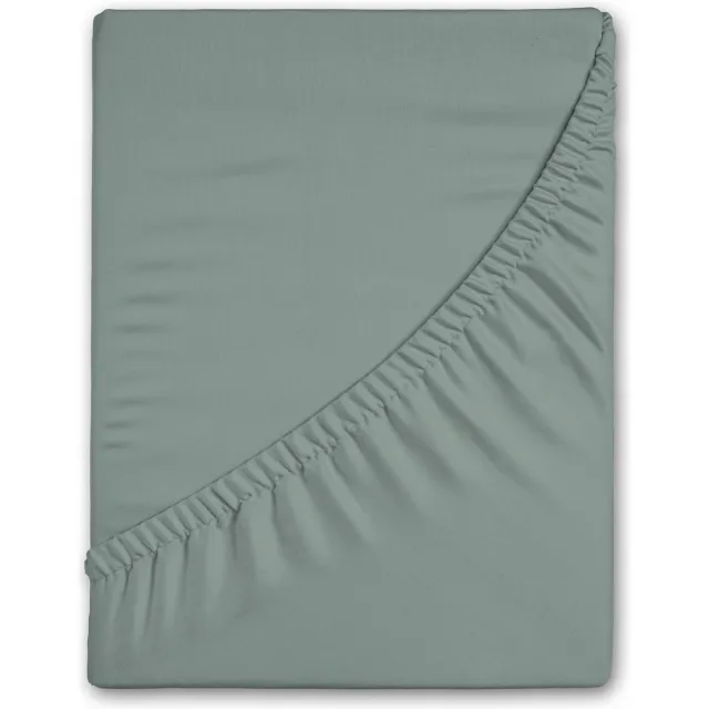 Good Morning hoeslaken effen kleur - Lits jumeaux 180x200 cm - Groen - 100% Katoen flanel Green
