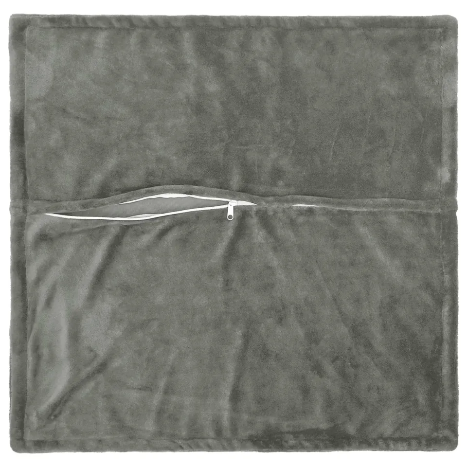 vidaXL Kussensloop 2 st HOUTEN Donkergrijs 65 x 65 cm Flanel, foto 4