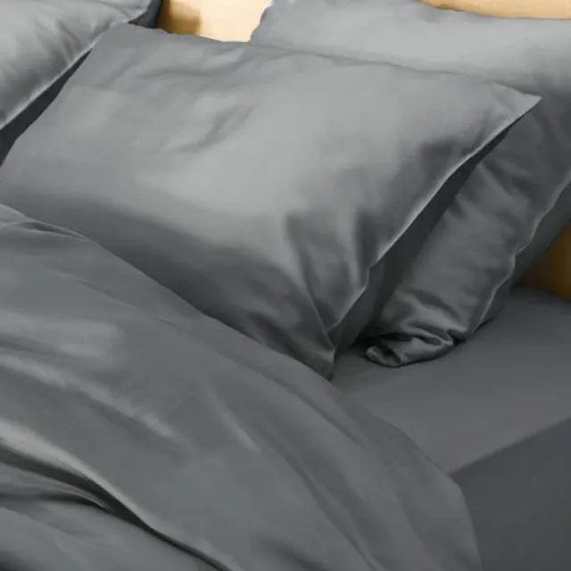 KOALA HUG Kussensloop 100% Tencel Lyocell satijn, leisteen grijs 60x70 – Anti-allergie, Hypoallergeen | Temperatuurregulerend | Zacht voor huid & haar | 100% Plantaardig | Plasticvrij leisteengrijs