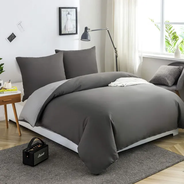 JGS ® Luxueuze Beddengoedset van Zachte Microvezel met Ritssluiting in Dubbelzijdige Grijstinten