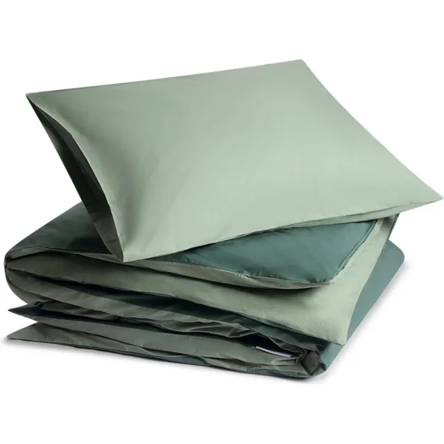 Yumeko dekbedovertrek percal katoen dubbelzijdig jade/bosgroen 140x220 + 1/60x70 - Bio, eco & fairtrade Jade Green/Forest Green
