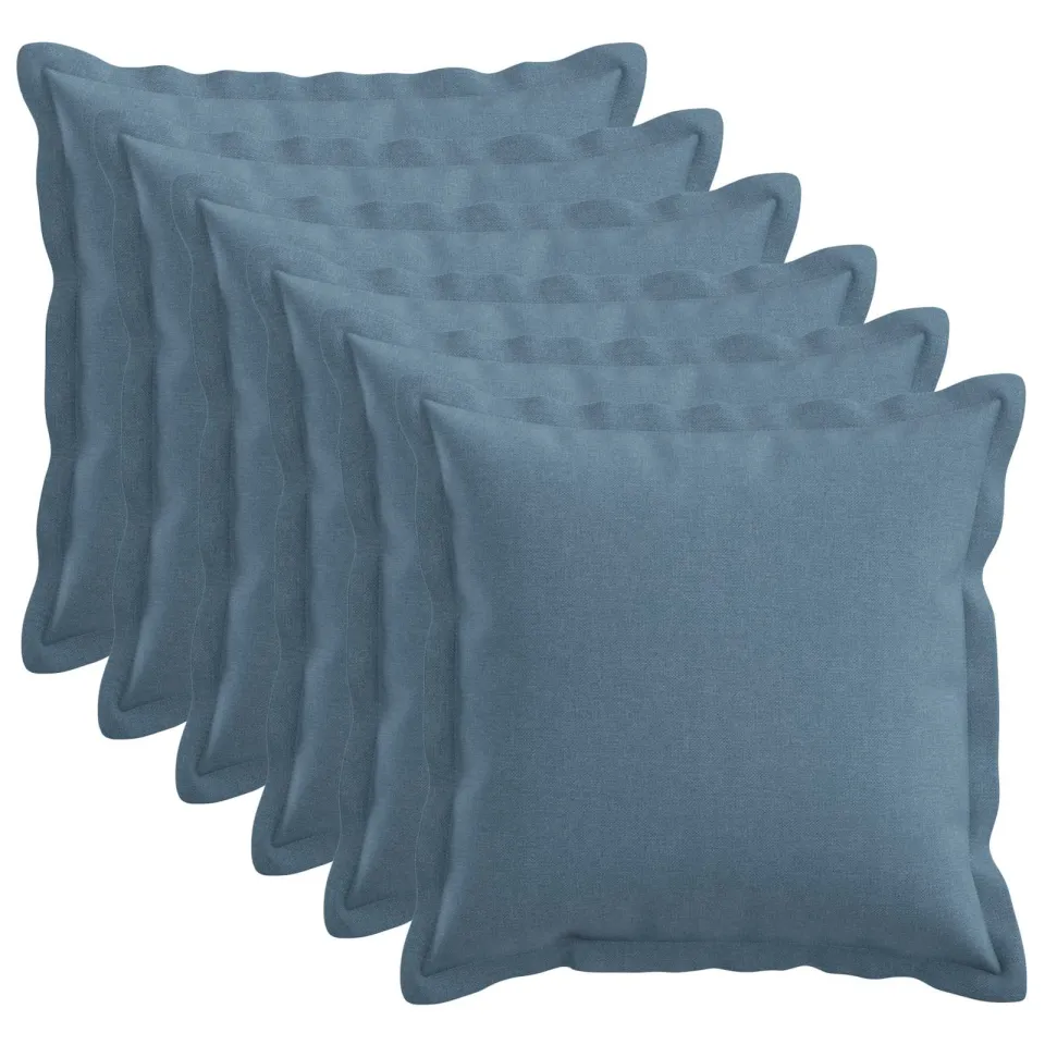 vidaXL Kussensloop 6 st HOUTEN Jeans Blauw 40 x 40 cm Faux Linnen, foto 3