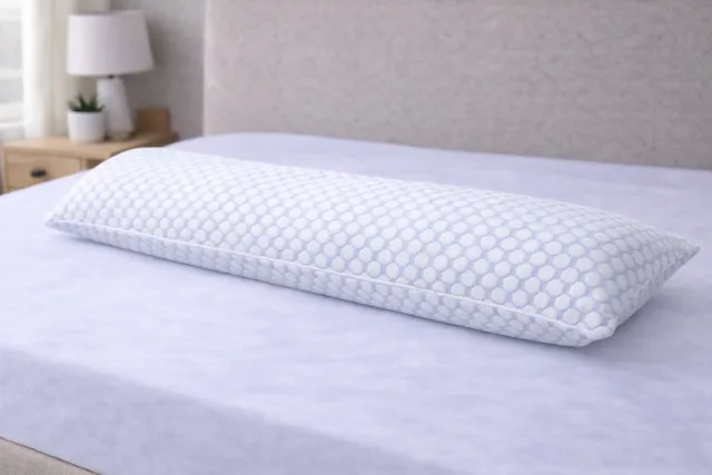 Beau Maison Zen-Cooling Body Pillow Beschermer - 40x140 cm - Reservehoes Wit, Blauw