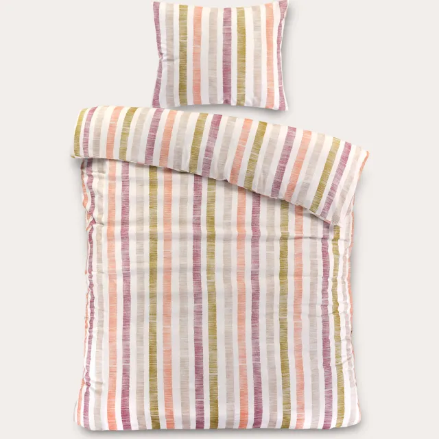 W katoen-polyester dekbedovertrek multicolor gestreept