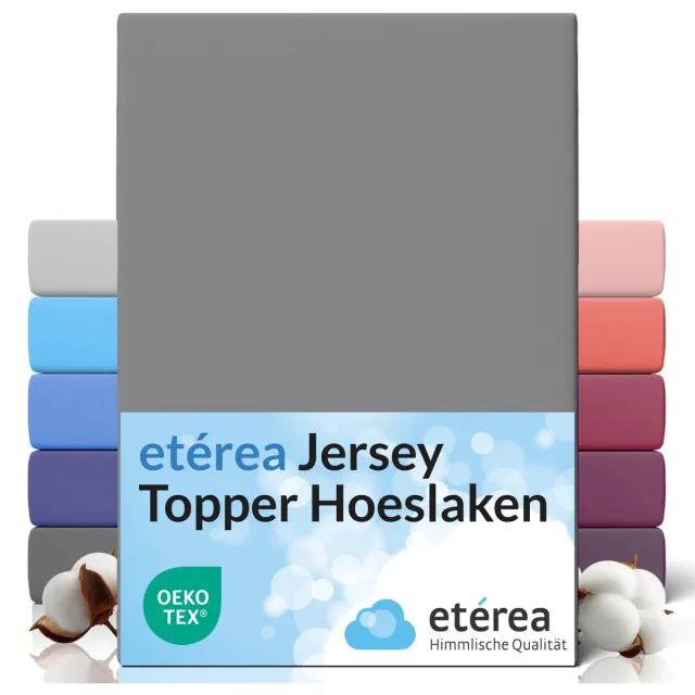 etérea Himmlische Qualität etérea Topper Jersey Hoeslaken 140x200 - 160x200 cm Oekotex Made in Green - 100% katoen - Rang Grijs