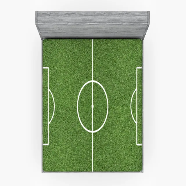 New Bed Hoeslaken met Elastiek Rondom Voetbalveldpatroon Diepe Hoek Bedrukte Bedekking - 140cm x 200cm Groente