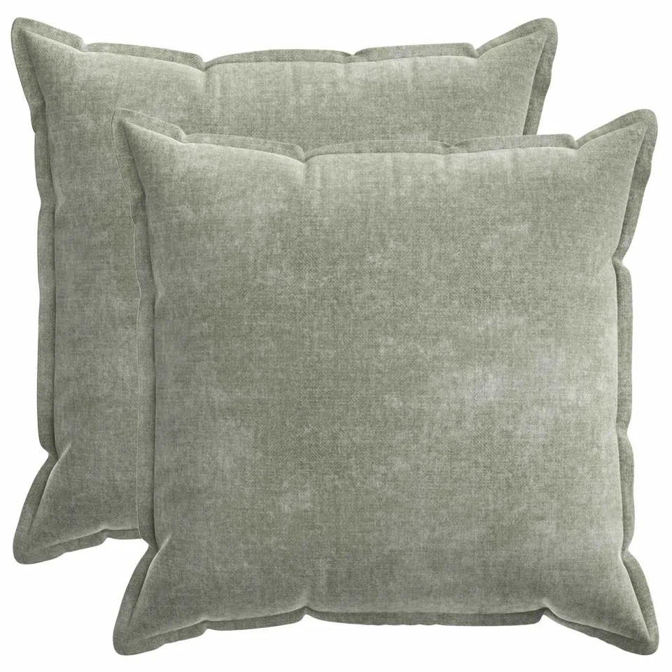 vidaXL Kussensloop 2 st HOUTEN Groen 60 x 60 cm Chenille Stof, foto 3
