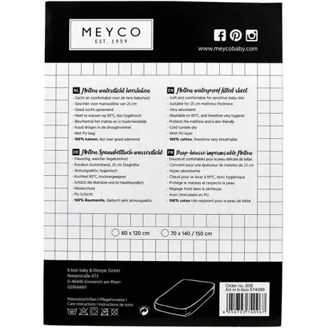 Meyco katoenen molton waterdicht hoeslaken wit, foto 3