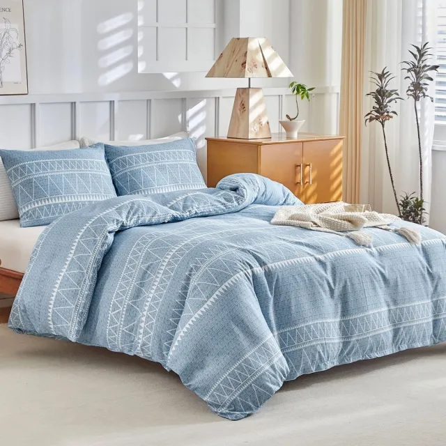 Unyqoos Stijlvolle Boheemse Beddengoedset in Blauw met Microvezel Dekbedovertrek