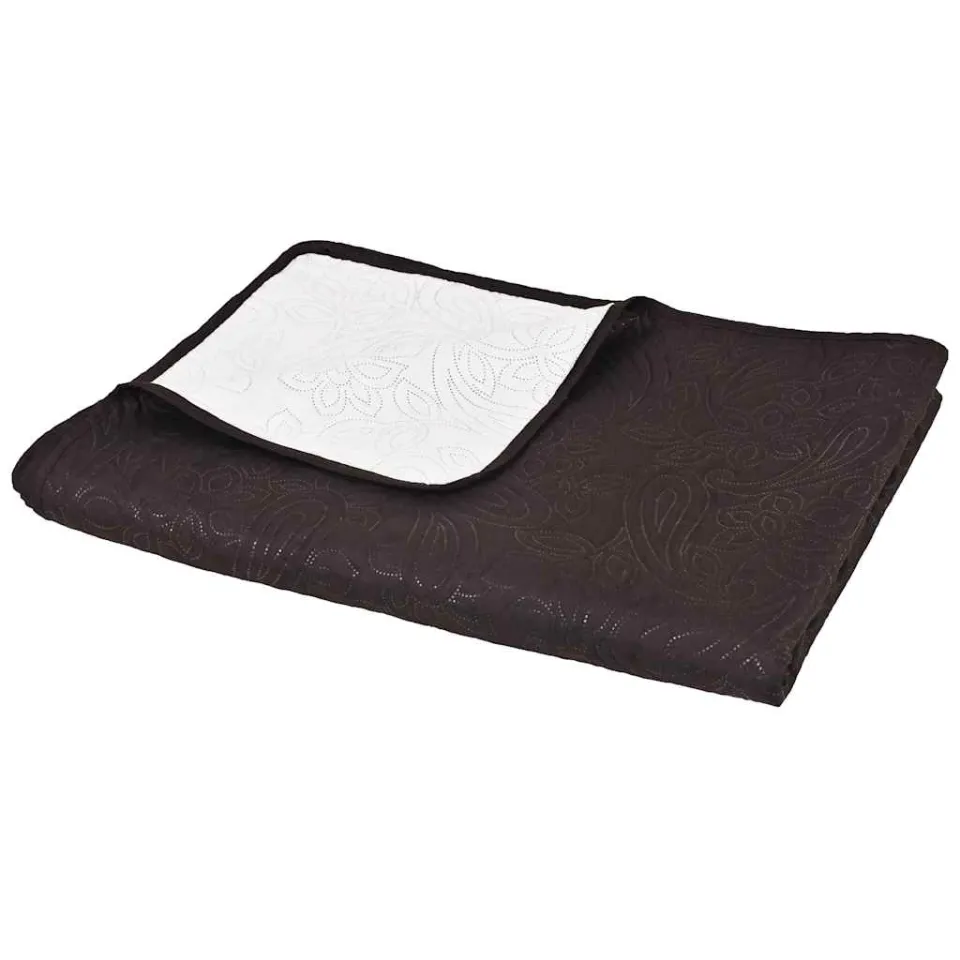 vidaXL Bedsprei dubbelzijdig 220x240 cm quilt crème en bruin, foto 2