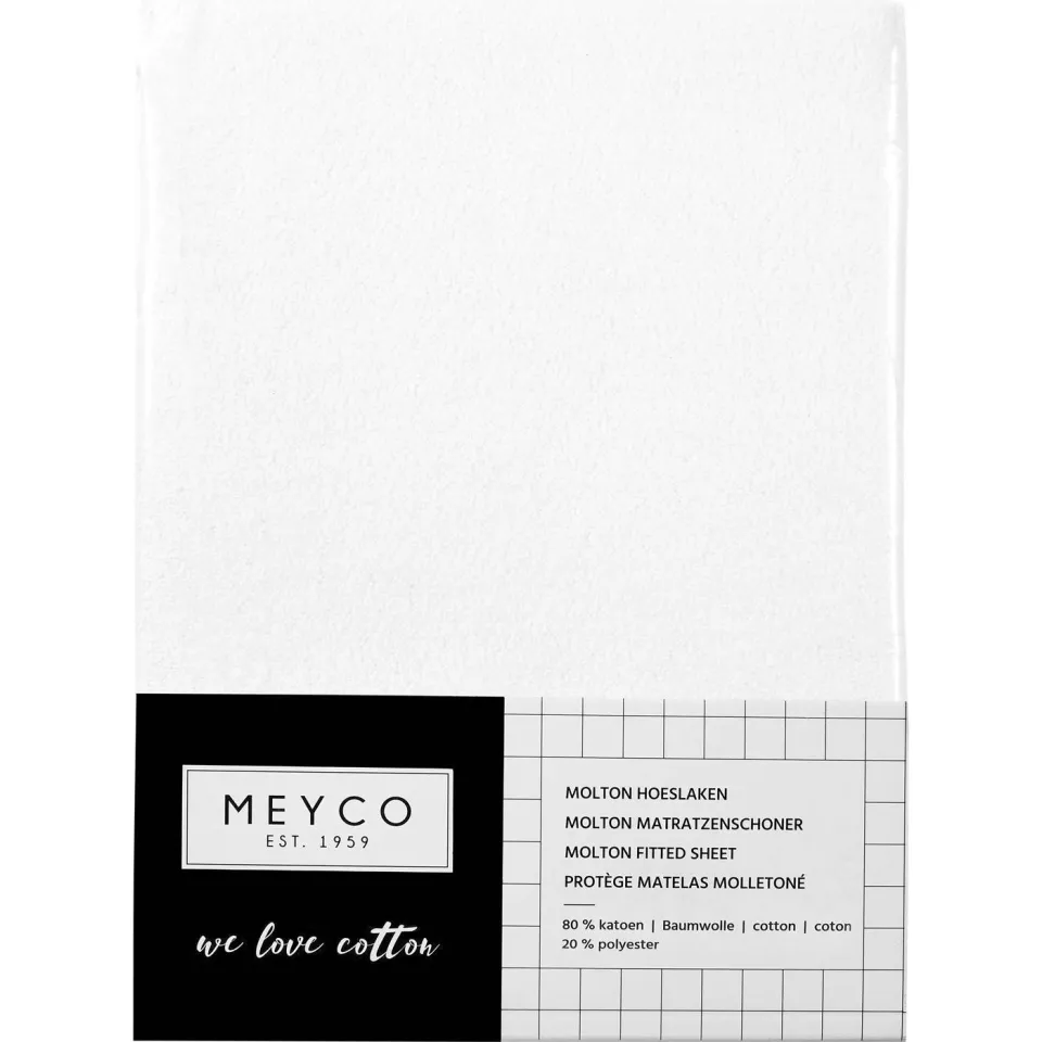 Meyco katoenen molton kinderhoeslakenbed 70x140/150 cm wit, foto 4