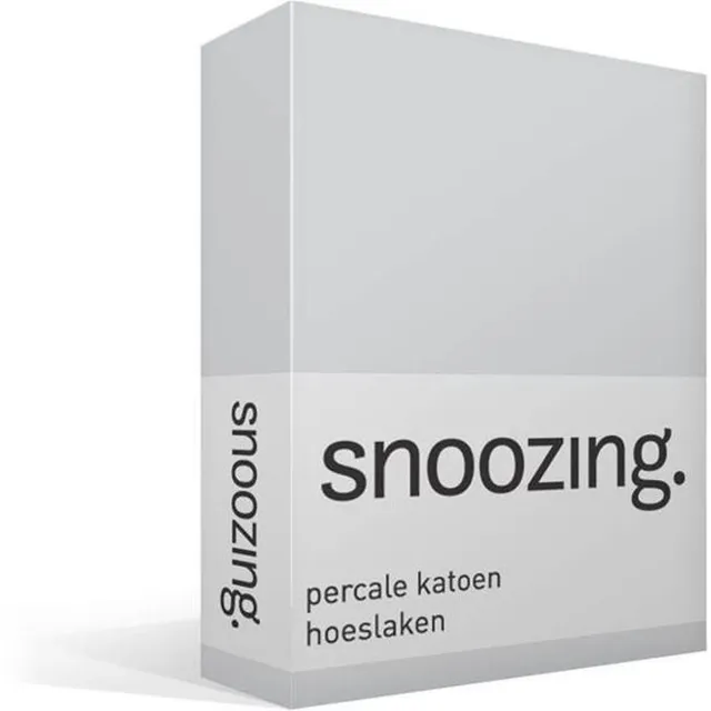 Snoozing Hoeslaken - Percale katoen - Eenpersoons - 90x210 cm - Percale katoen - Grijs