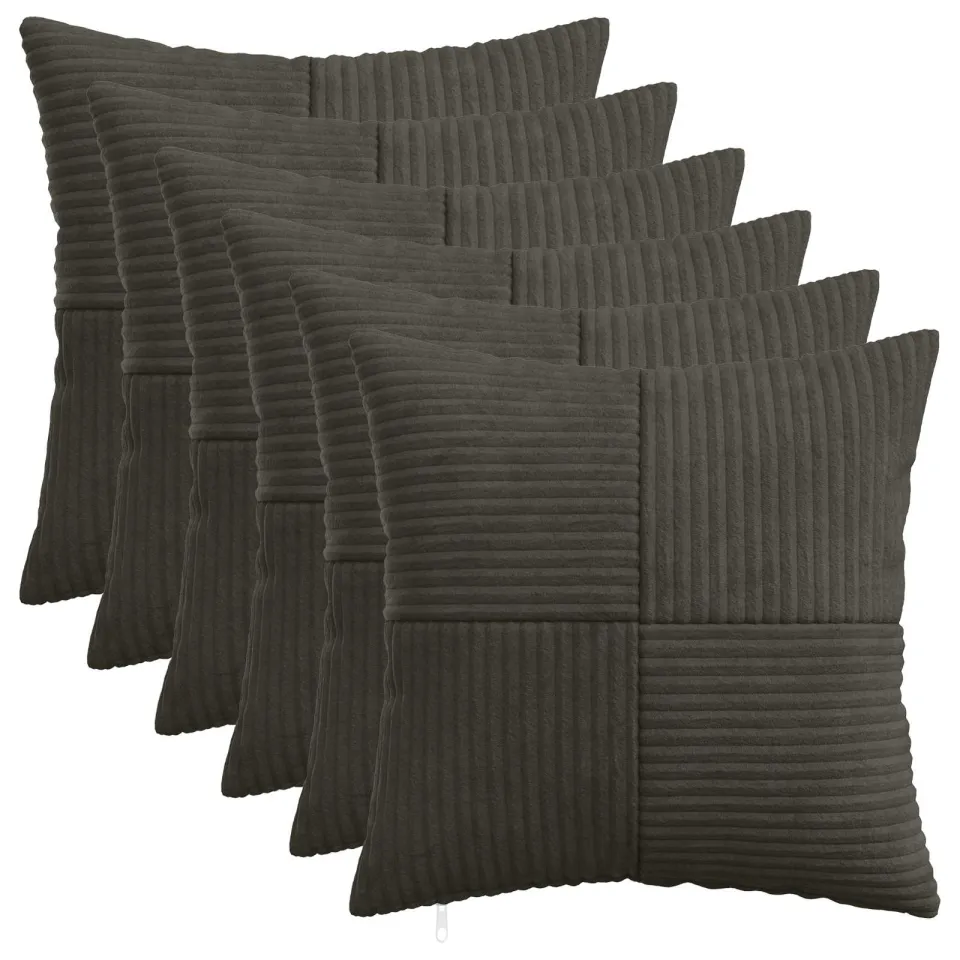 vidaXL Kussensloop 6 st ALMELO Antracietkleurig 50 x 50 cm corduroy, foto 3