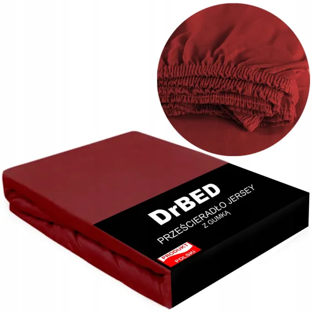 DrBED Jersey Hoeslaken met Elastiek 160x200 cm - Zacht & Duurzaam Bordeauxrood