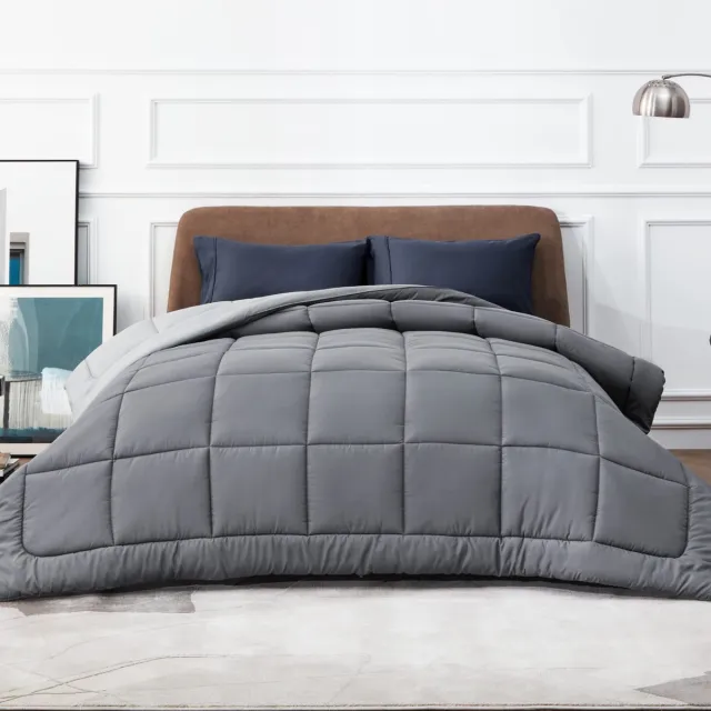 Unyqoos ® Omkeerbaar Grijs Dekbed voor het Hele Jaar met 4 Seizoenen Comfort, 240 x 220 cm, Zacht en Warm Design