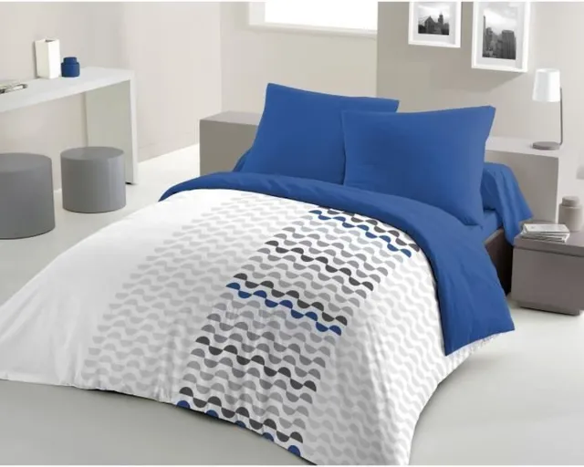 HOME LINGE PASSION AMBROISIE microvezel dekbedset - 1 dekbedovertrek 240 x 260 cm + 2 kussenslopen 63 x 63 cm - Blauw BLEU