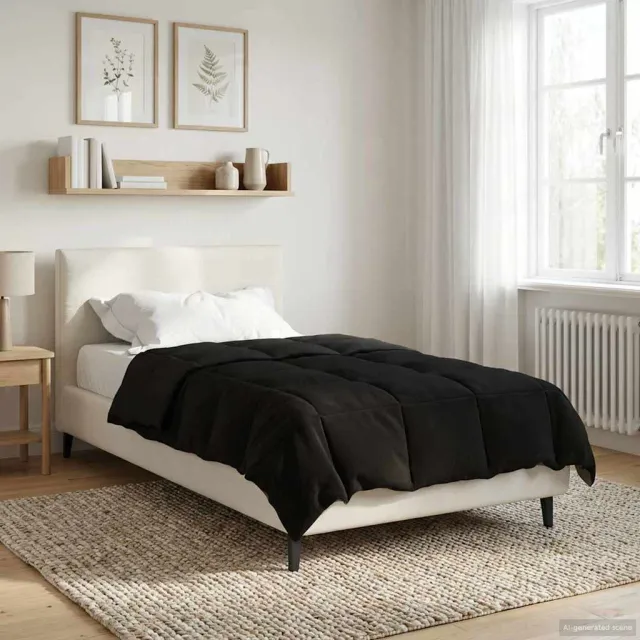 vidaXL Zomer Dekbed 140 x 200 cm Zomer Microfiber (100% polyester) Zwart