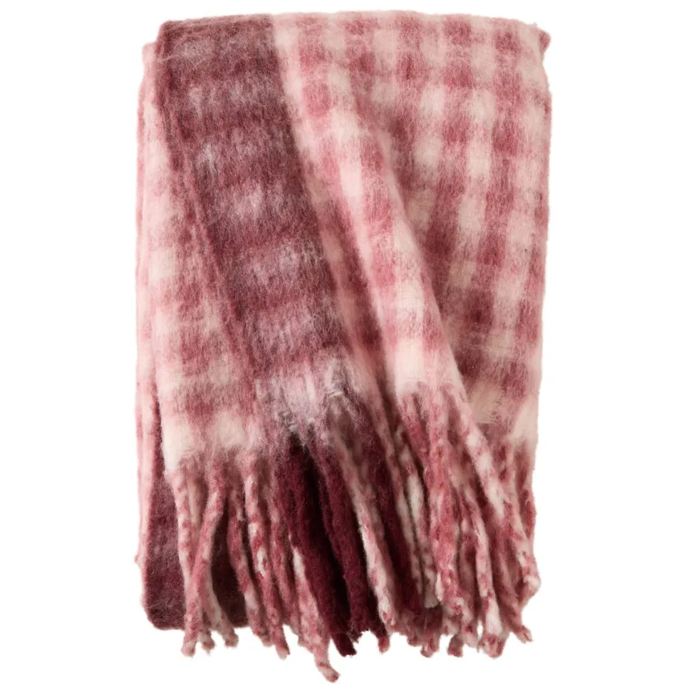 NOUS Living Jade geruite plaid roze crème, foto 3