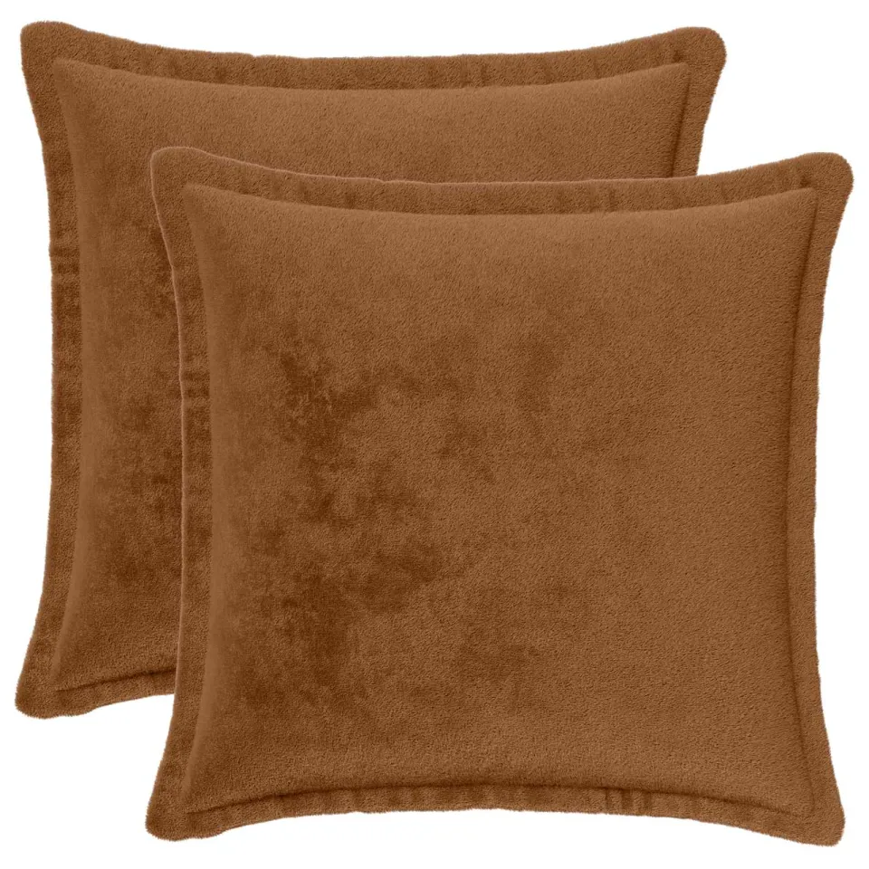 vidaXL Kussensloop 2 st HOUTEN Licht Bruin 40 x 40 cm Flanel, foto 3