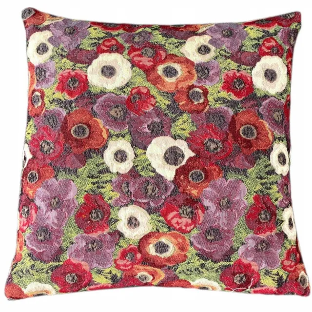 DeHome Gobelin Kussenhoes 40x40 cm - Kleurrijke Klaprozen Multicolor