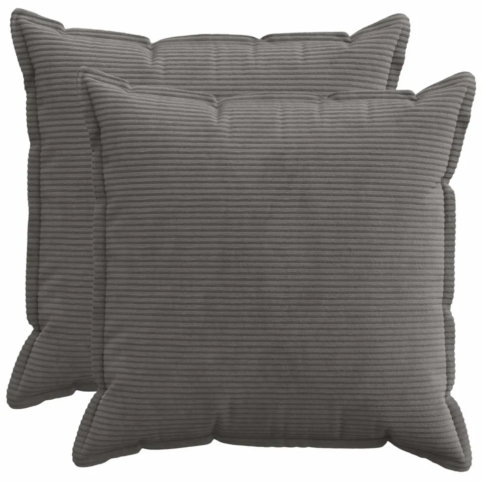 vidaXL Kussensloop 2 st HOUTEN Donkergrijs 70 x 70 cm corduroy, foto 3