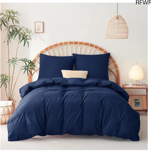 RFWR Dekbedovertrek met 2 kussenslopen - 100% microvezel - Marineblauw - Comfortabel en duurzaam beddengoed