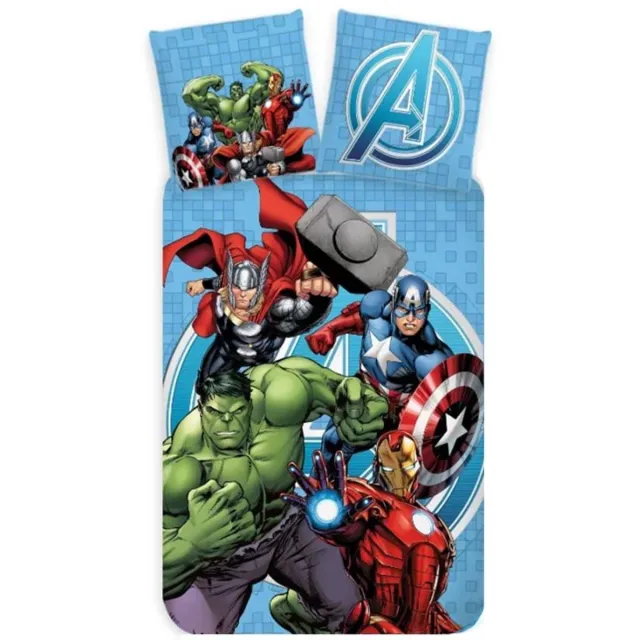 Marvel Avengers Dekbedovertrek Blauw - 140 x 200 cm - 70 x 90 cm Lichtblauw