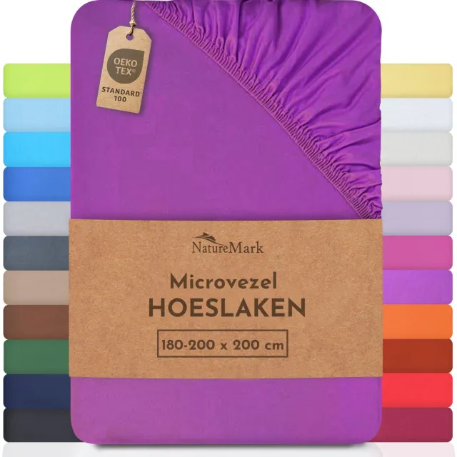 NatureMark Microvezel hoeslaken in vele maten en kleuren, 140x200cm paars, foto 3