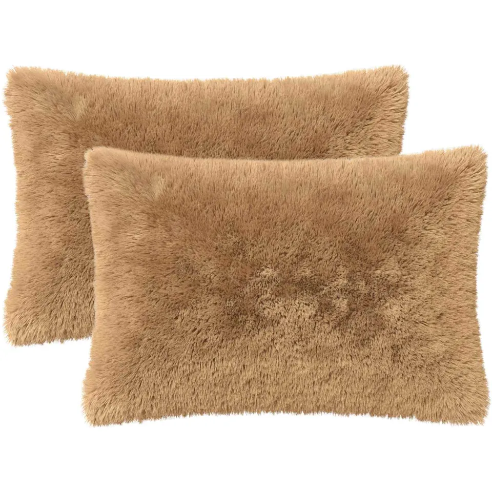 vidaXL Kussensloop 2 st HEERLEN Taupe 50 x 80 cm PV Fleece, foto 3