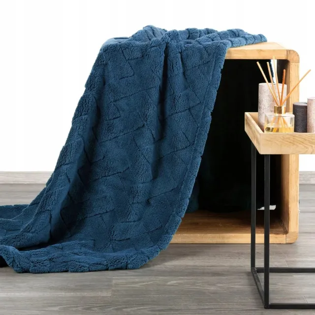 Eurofirany Luxe Caro Plaid 170x210cm - Zacht, Warm & Stijlvol in Marineblauw