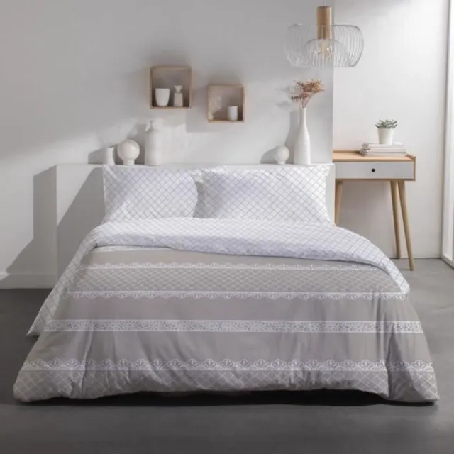 Today Tweepersoonsbedset - TODAY - Sunshine 15,33 - 220 x 240 cm - 100% Bedrukt katoen BLANC/GRIS