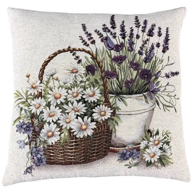 DeHome Gobelin Sierkussen 45x45 cm - Lavendel & Mandje