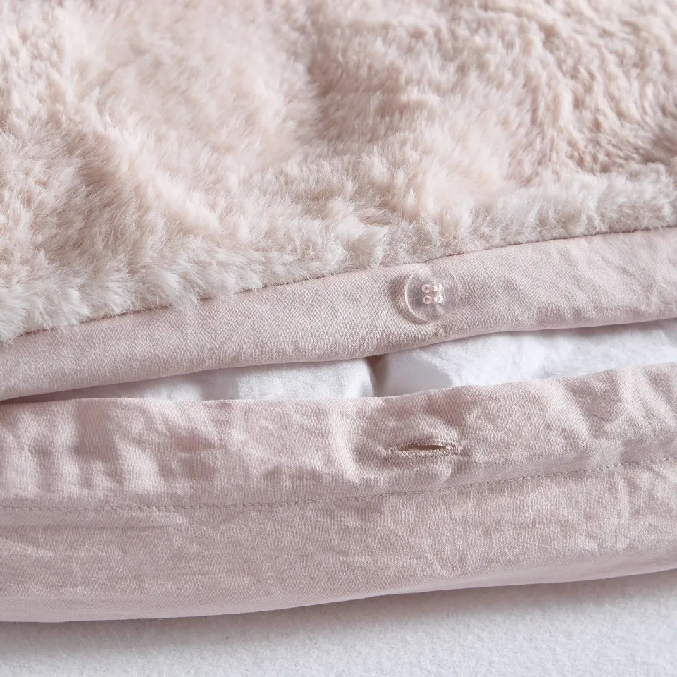 NOUS Living fur 2-persoons dekbedovertrek 200x220 cm - roze