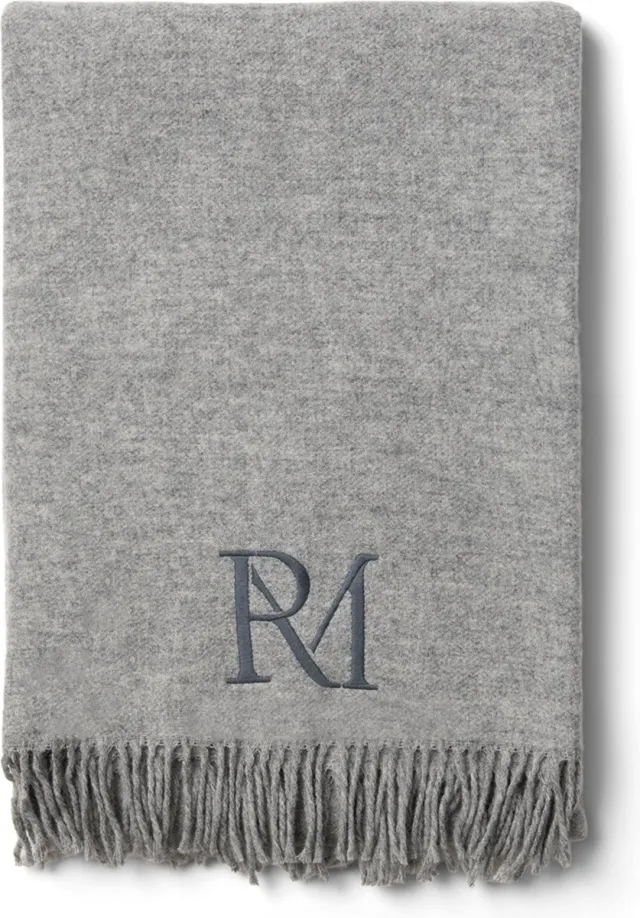 Riviera Maison Plaid Grijs - Maliso Deken met Ruffles - Wol - (LxB) 180x125