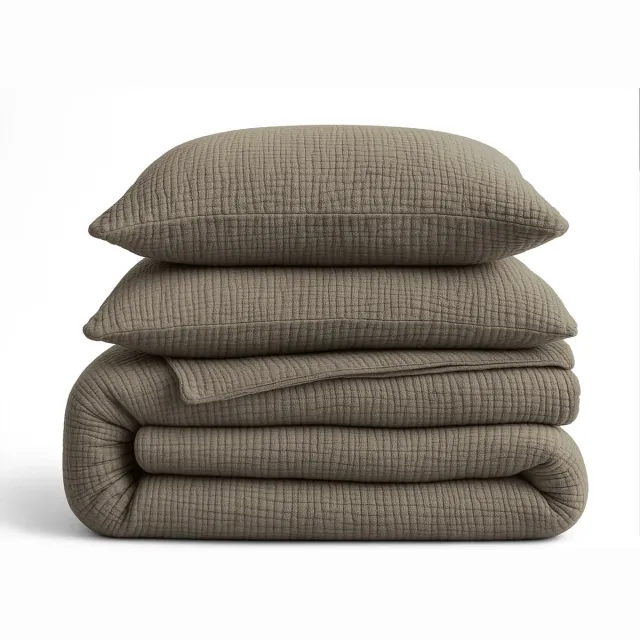Sleeptime 2 in 1 Mousseline Dekbed - Dekbed zonder Overtrek Inclusief Kussensloop - 200x200 - Taupe